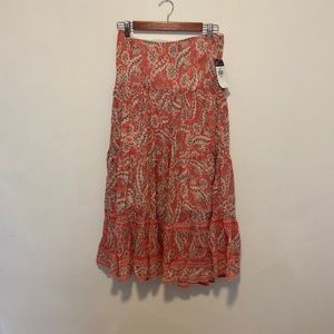 NWT Chaps pink floral midi skirt